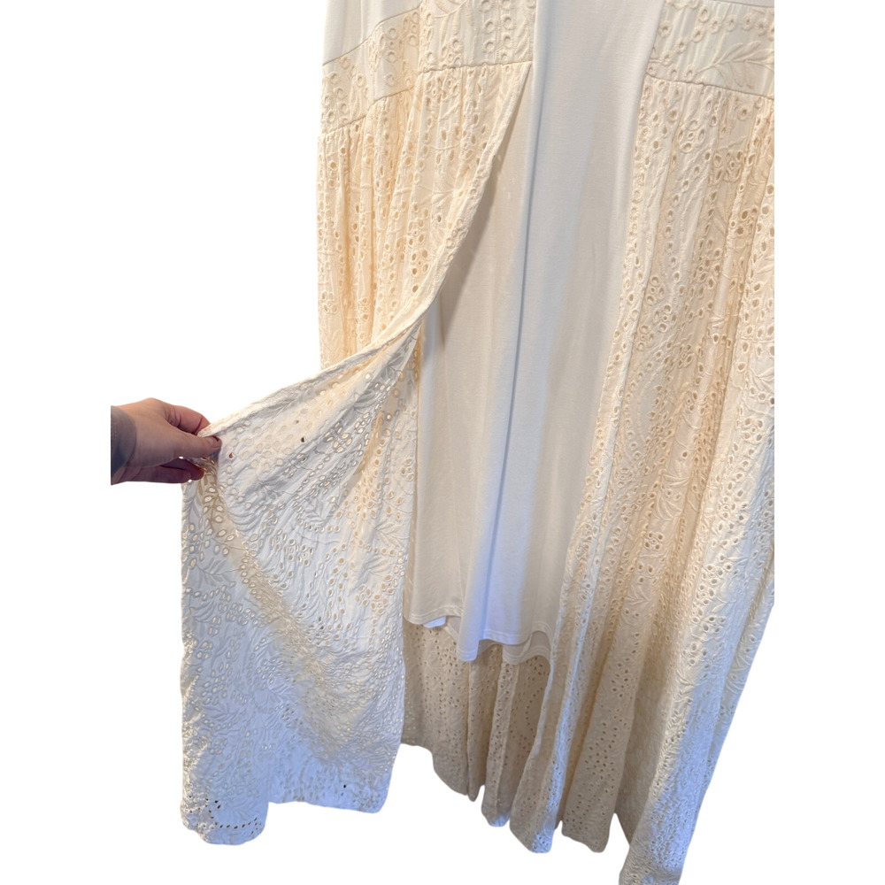 C Wonder 2X Christian Siriano Off Shoulder Eyelet Boho Maxi Dress $149 NEW Cream - Picture 5 of 11